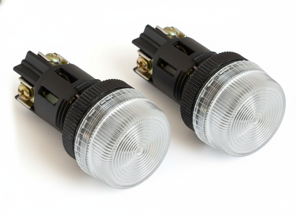 NPL-22 ATI White LED Pilot Indicator Light 22mm 24V AC/DC Replaceable Lamp -2PCS