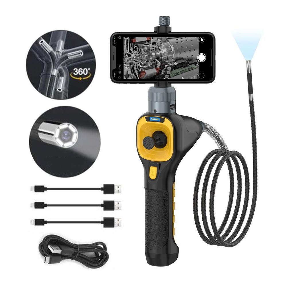 Articulating Borescope 6.2mm Endoscope Inspection Camera with Light 4-Way 360°