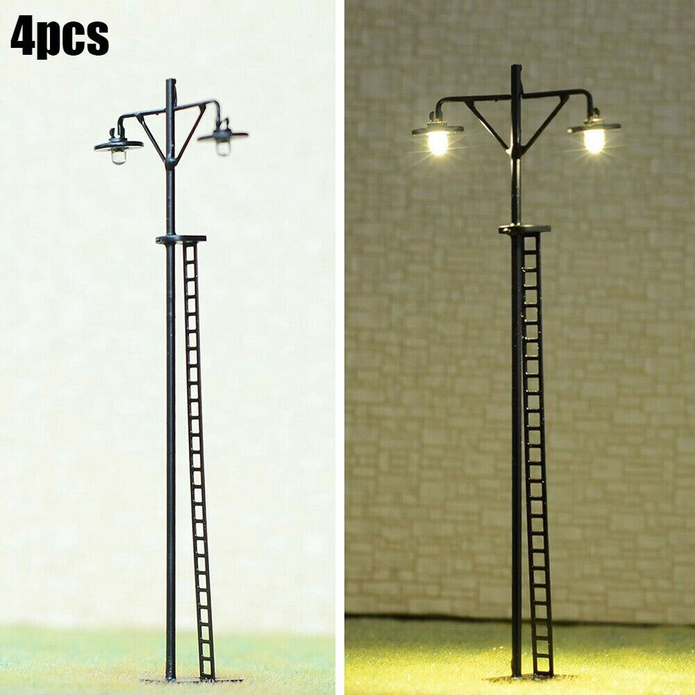 4 PCS HO-Scale LED Yard Light Model Train Railroad-Street Station Lamp Post US