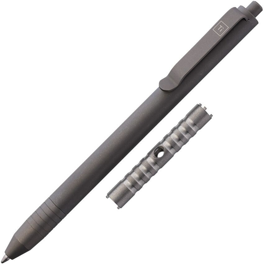 Big Idea Design Slim Click Pen Stonewash Titanium Schneider Gel Ink Refill 5"