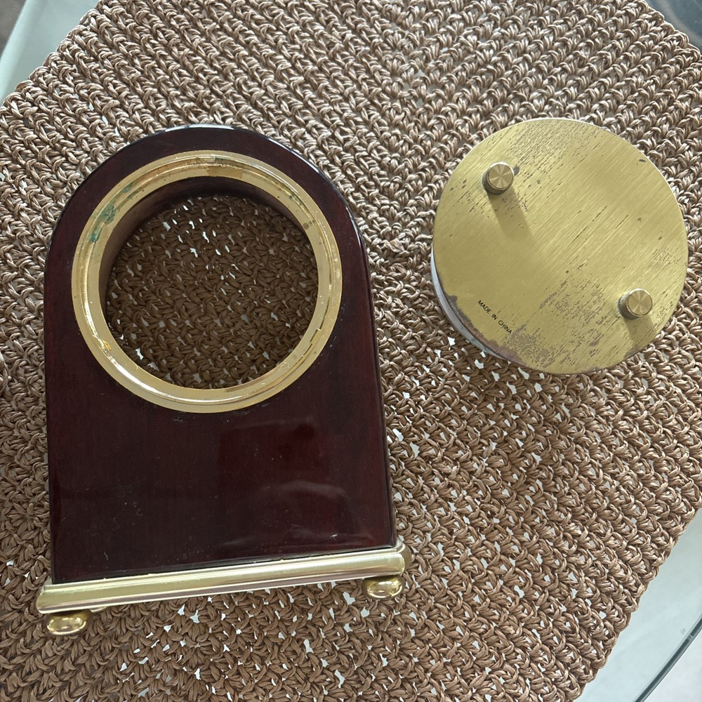 GEORGIA TECH MAHOGANY BRASS DESK CLOCK QUARTZ