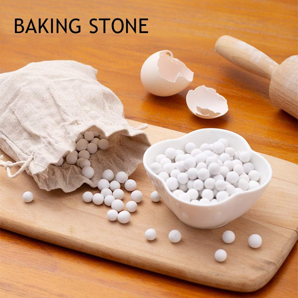 Pie Weights Ceramic 1.2LB, Silicone Pie Crust Protector Shield Adjustable Fits 9
