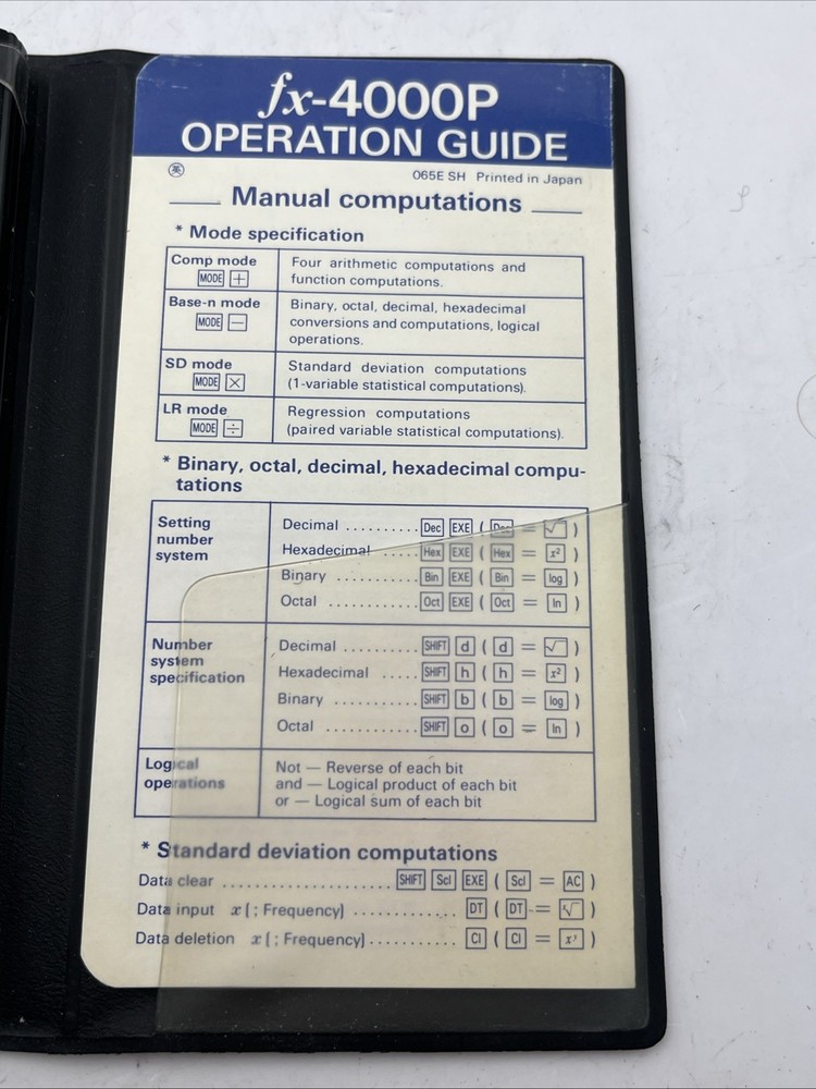 Casio FX-4000P Calculator with Case and Guide Untested NICE 1990's
