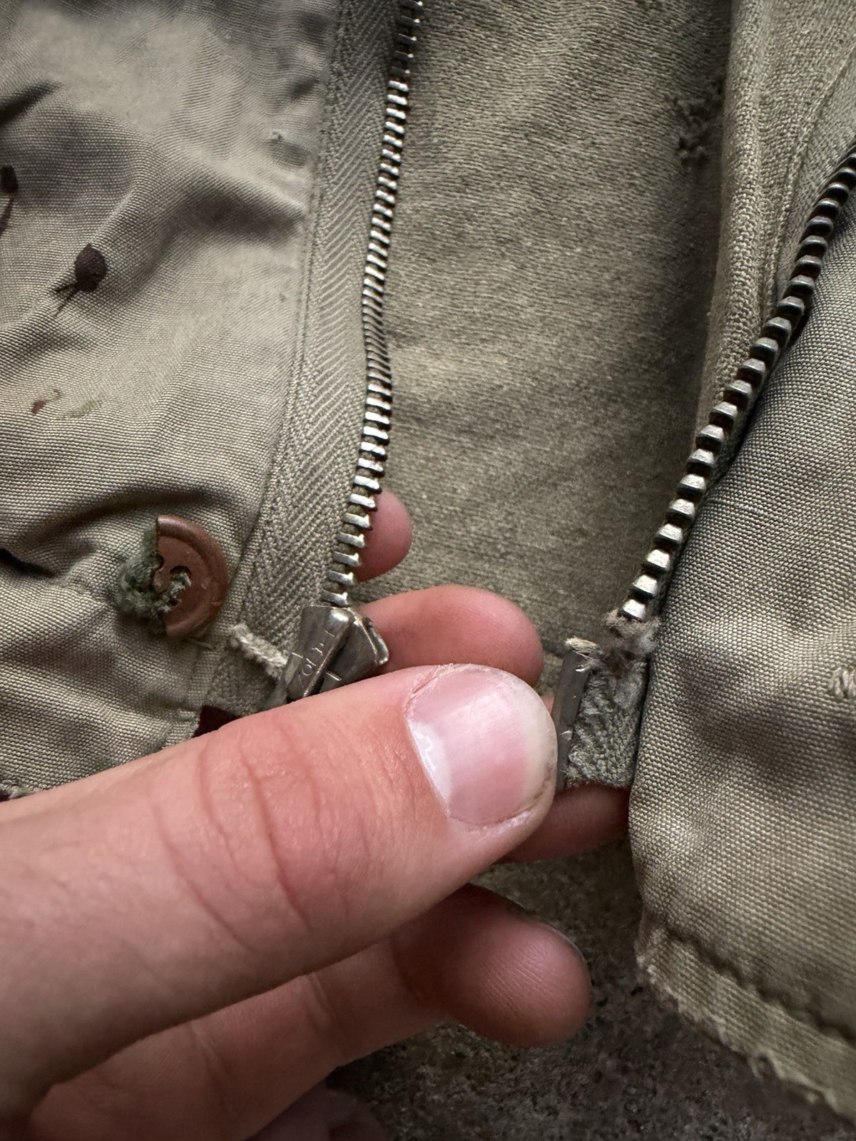 Vintage 1940s U.S. Army M41 Jacket OD Poplin Field Medium Olive Stencil Infantry