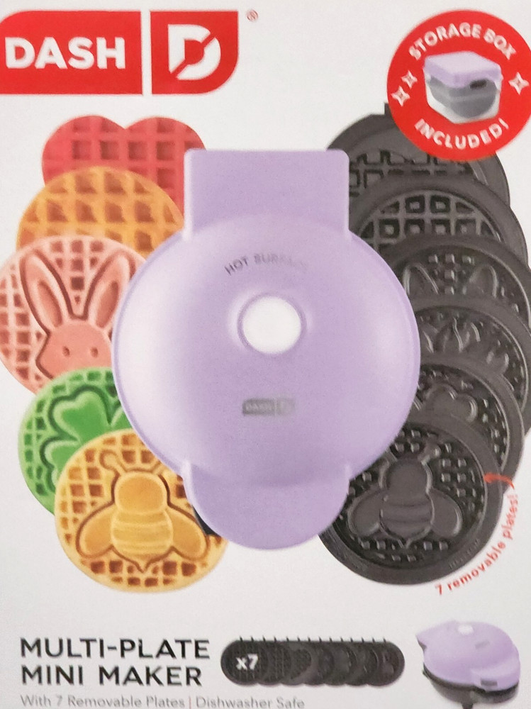 Dash 7 Plate Mini Waffle Maker Removable Plates Storage Spring Holiday Designs