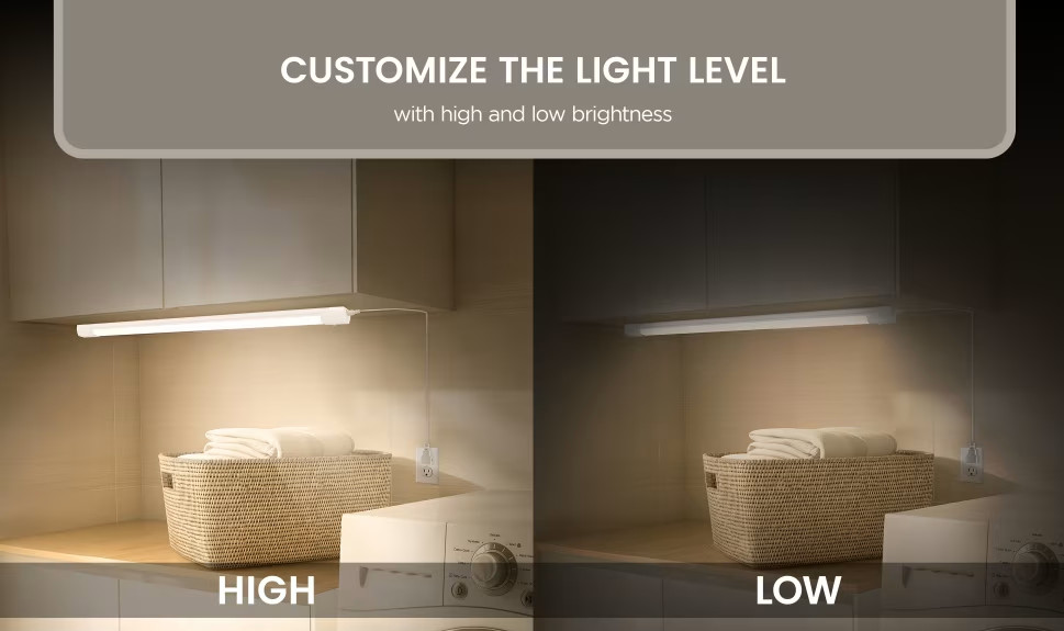 (2-Pack) 24 in. Plug-In White Integrated LED Linkable Under Cabinet Light