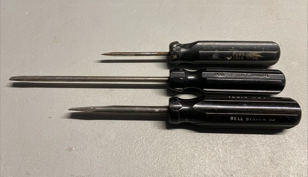 3 Vintage Bell System Flathead  Screwdrivers Irwin Stanley Amalite