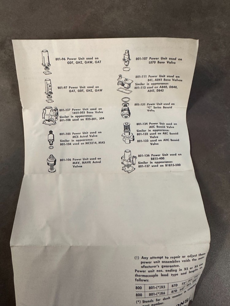 Baso 801–28 power unit assembly