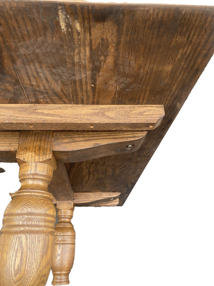 66523 Solid Oak Double Pedestal Trestle Dining Table