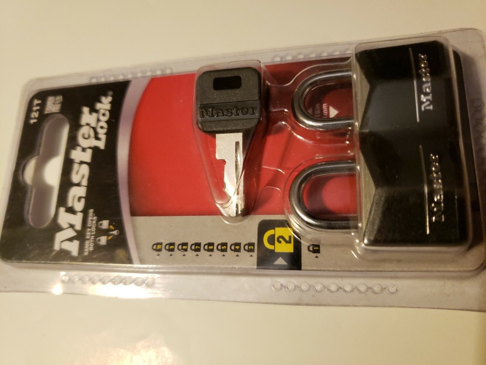 Master Lock 121T Wide Covered Black Padlock 2 keys