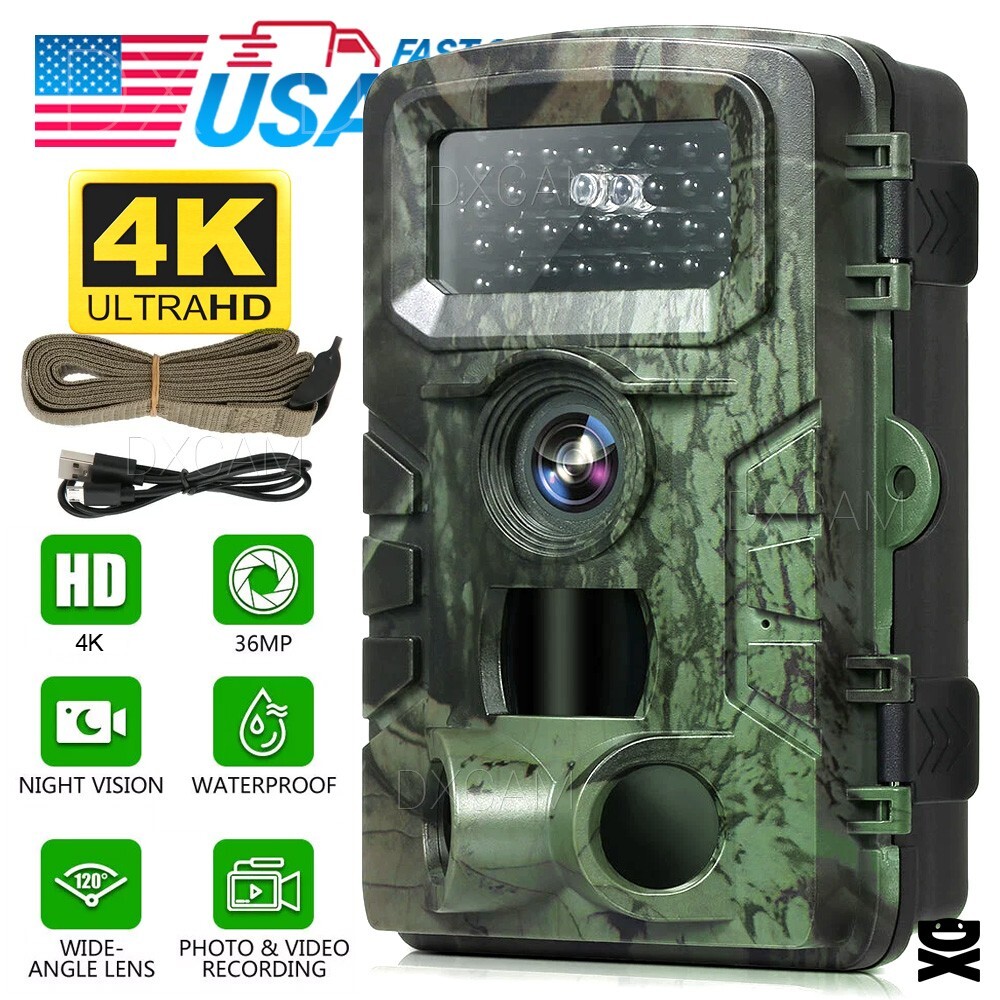4K Trail Camera 36MP Wildlife Hunting Night Vision Motion Waterproof Cam