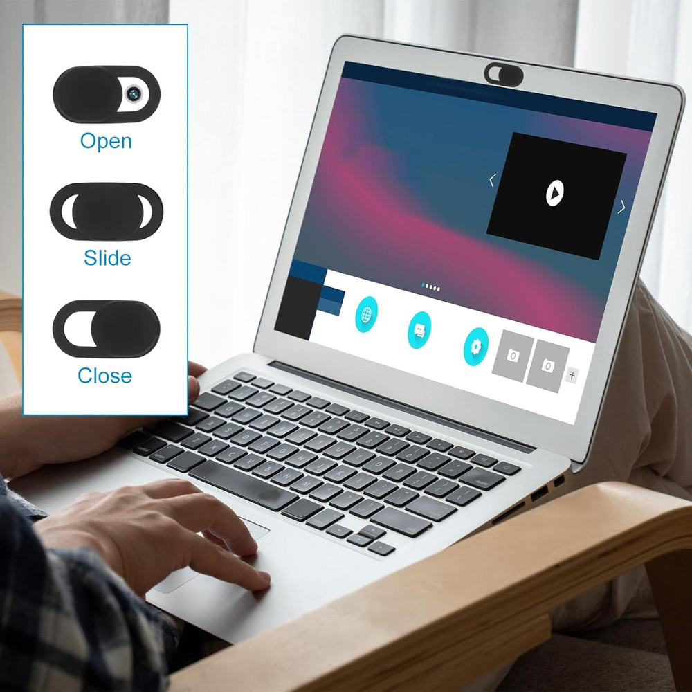 50pcs Laptop Camera Covers Black Ultra-Thin Front Webcam