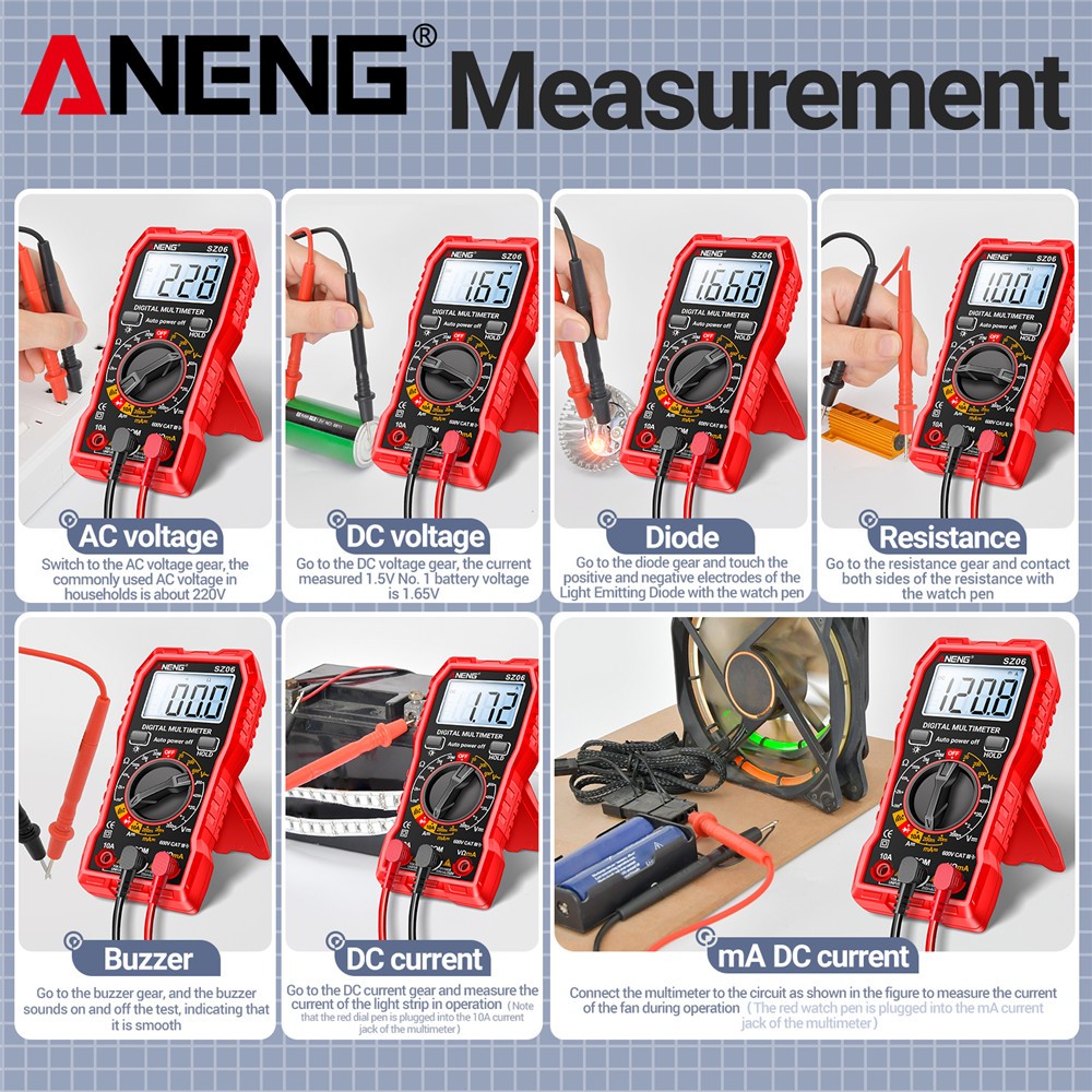 LCD Digital Multimeter Voltmeter Ammeter Ohmmeter Volt AC DC Tester Leads Meter.