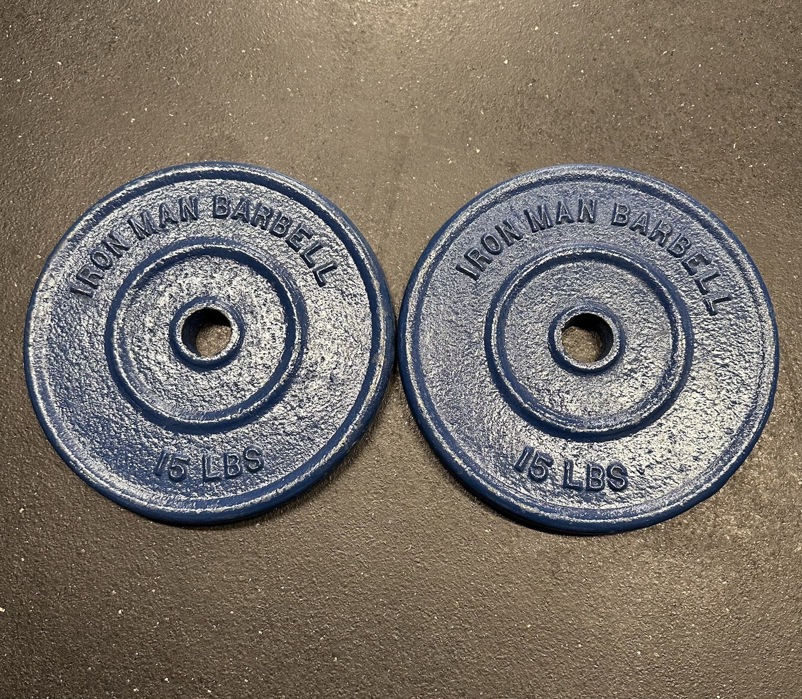 Vintage Iron Man 15lb Standard Weight Plate Pair