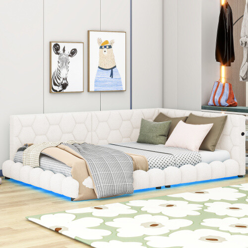 Modern Upholstered Platform Bed Sofa Bed Heavy Duty Daybed Full Size Bed Frames
