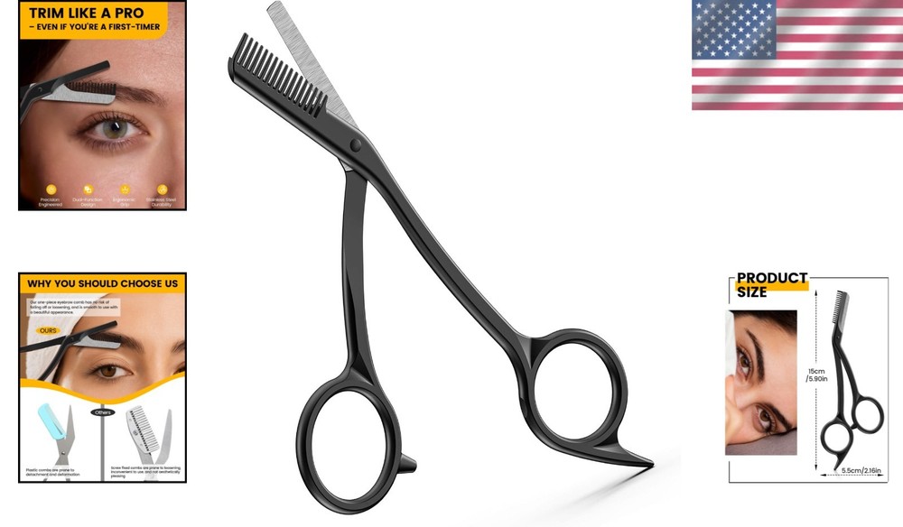 Precision Stainless Steel Eyebrow Scissors with Comb for Flawless Brows