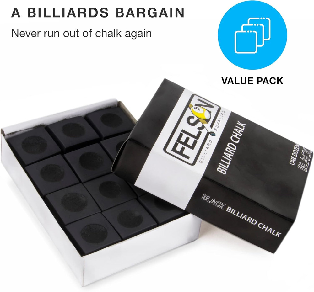 Felson Pool Cue Chalk Cubes with Storage Box – Billiards Table Accessories