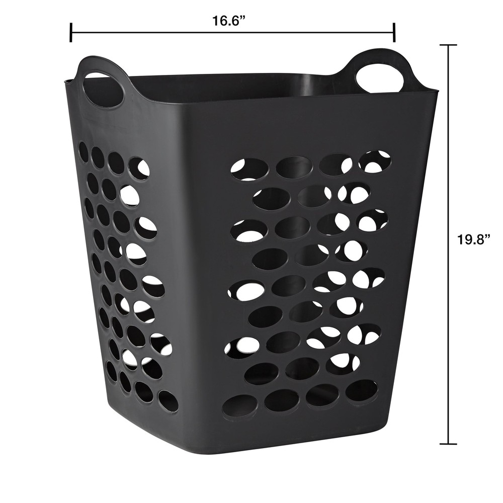 Flexible Square Laundry Hamper Soft Silver Adult