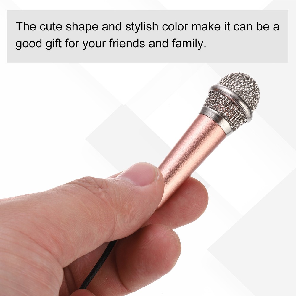 2Pcs Mini Microphone, Mic Tiny Microphone Type C Gold/Hot Pink