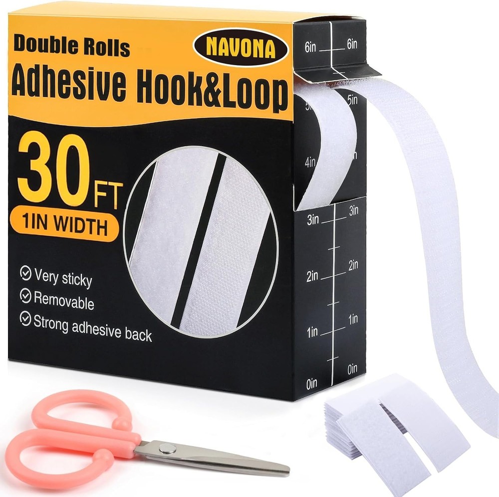 Self-Adhesive 30Ft Hook & Loop Tape Rolls - Multi-Surface Use for Home & Office