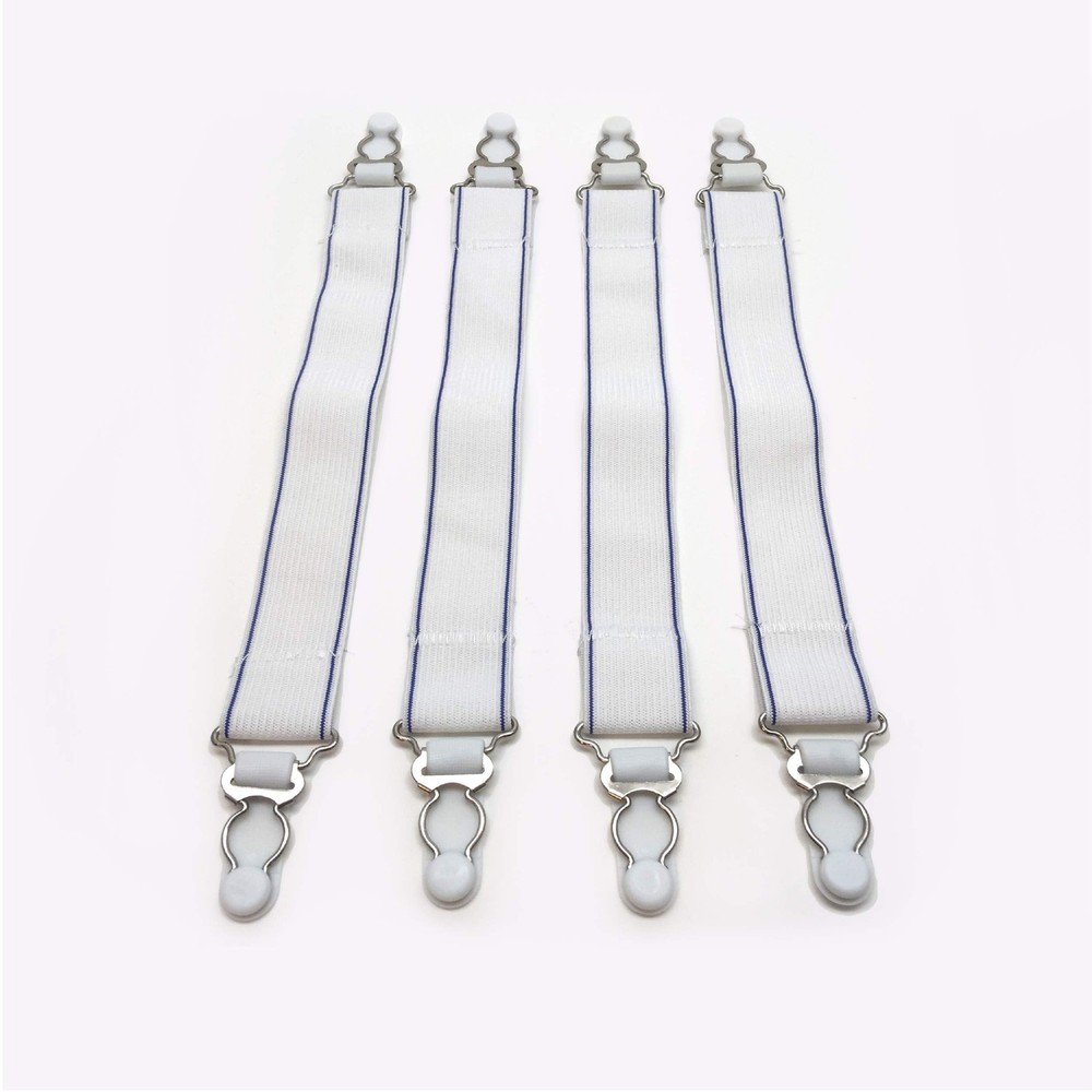 Fresh Ideas Bed Sheet Straps, For Use With All Fitted Sheet Sizes, 4-Pack, White