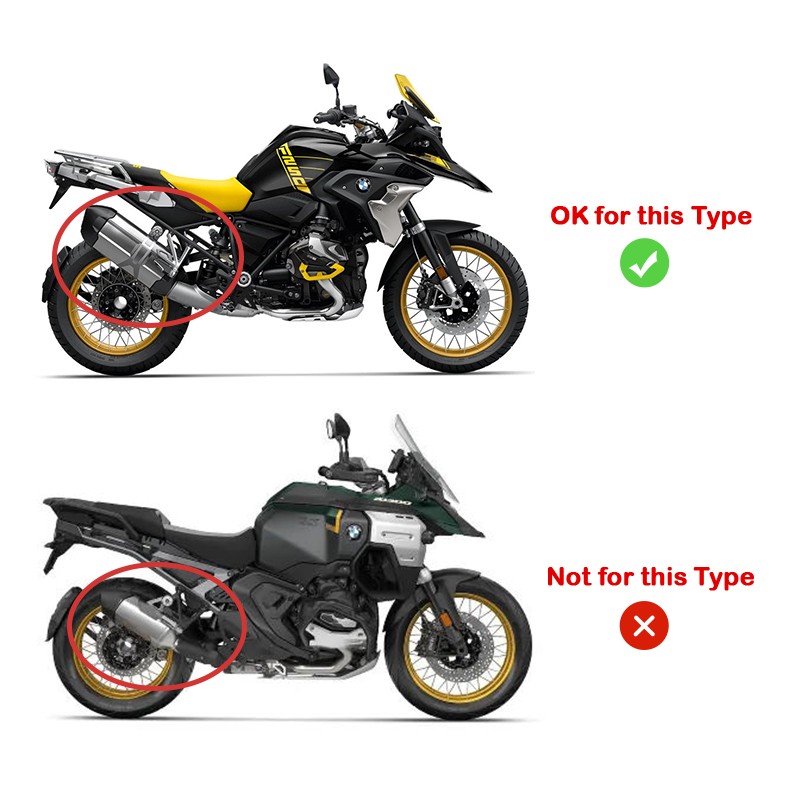 Slip On For BMW R1250GS Adventure 2019-2023 Exhaust Black Muffler Tail Pipe 65mm