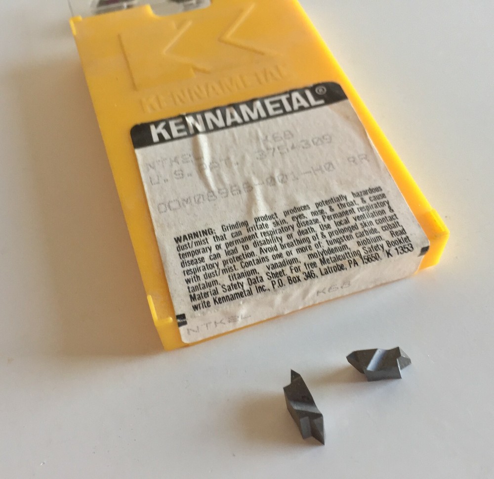 KENNAMETAL NTK2L THREADING KC68 INSERTS...(5) INSERTS AS SHOWN.