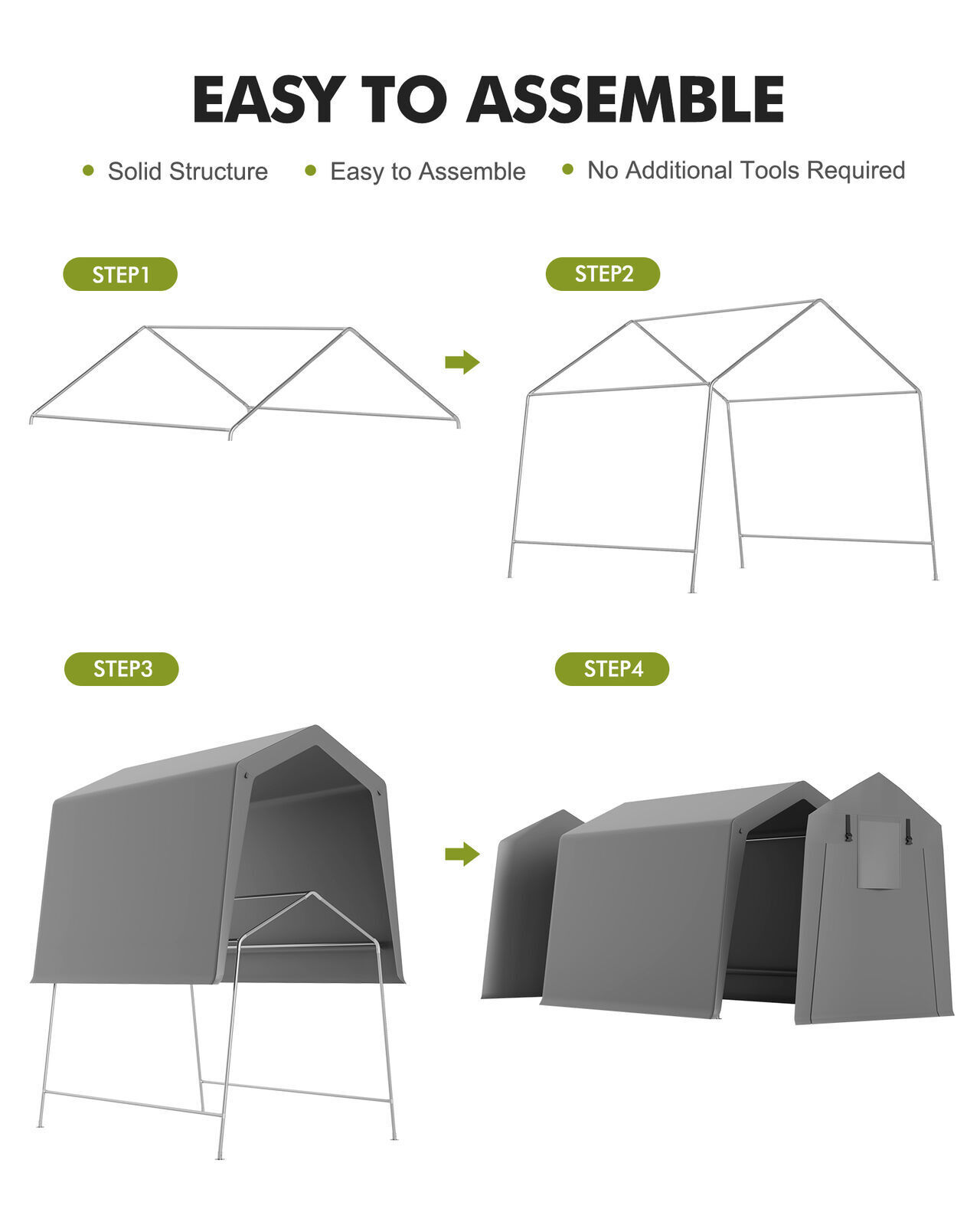 6x8/7x12/10x10/10x15 Outdoor Storage Shelter Shed Carport Canopy Garage Car Tent