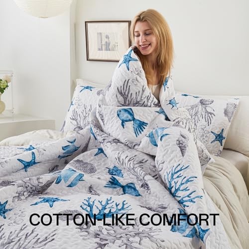 King Size Comforter Set，3 Pieces Down Alternative King(96"x90") Sea Turtle