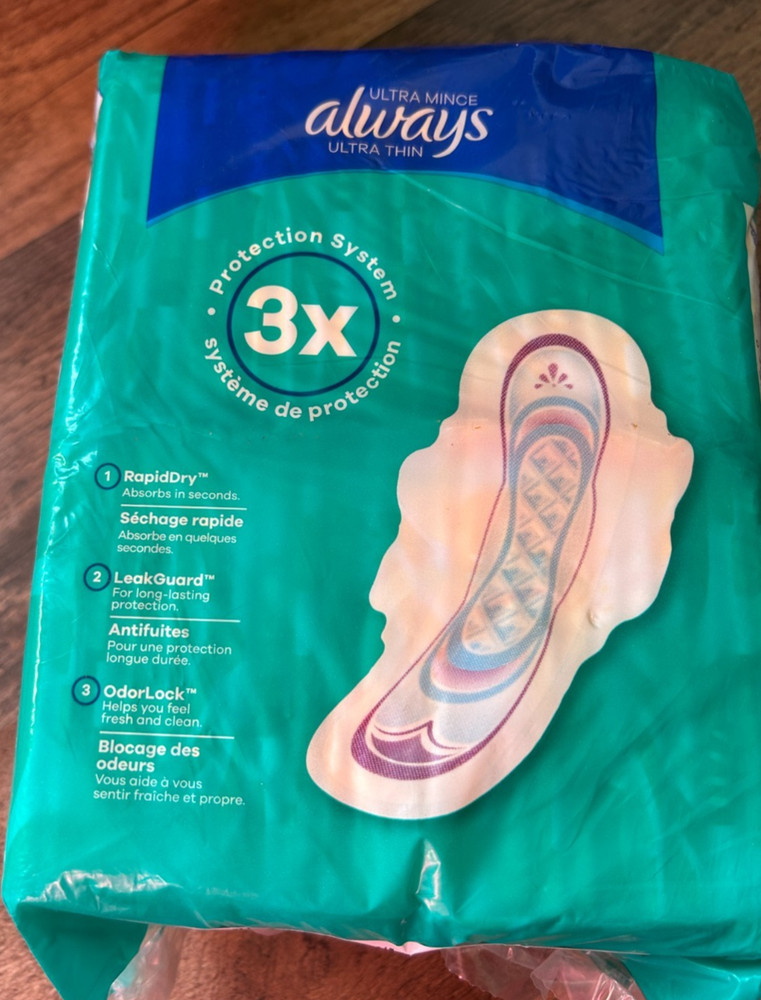 Always Ultra Thin Pads with Wings, Size 1, Regular, 46 Count
