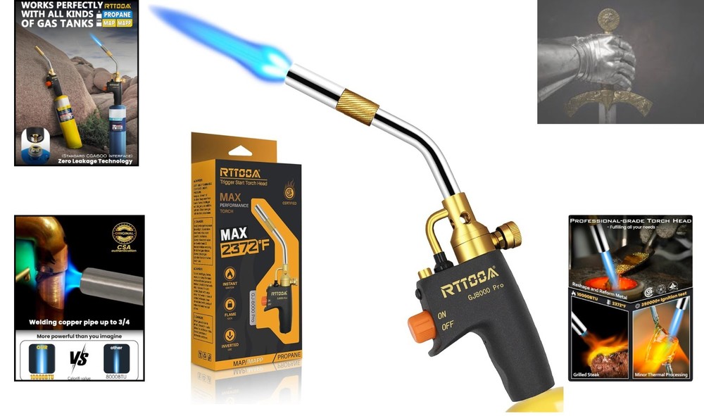 GJ-8000pro High Intensity Propane Torch Head - Ergonomic Trigger Start Torch