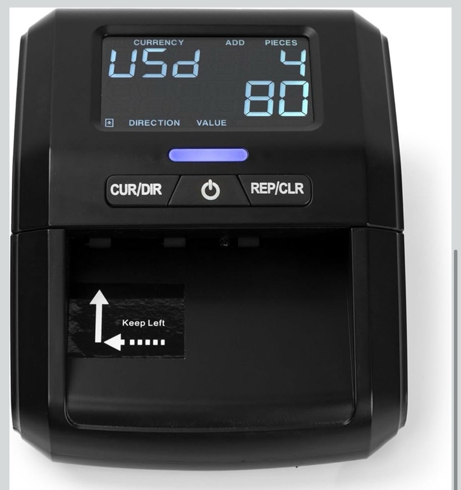 Counterfeit Bill Money Detector Machine with LCD Display, Portable Compact US...