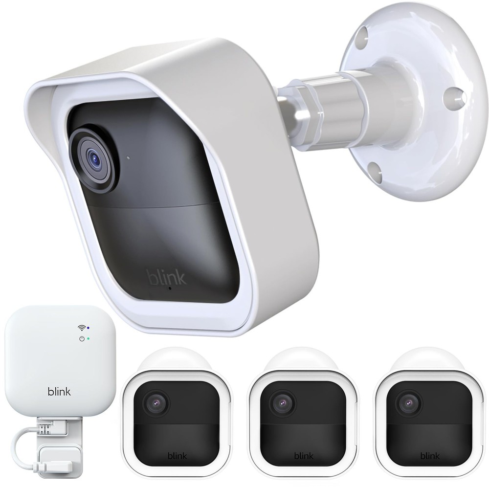 Outdoor Security Camera Housing & Mounting Bracket, 3-Pack, 360° Adjustable, Whi