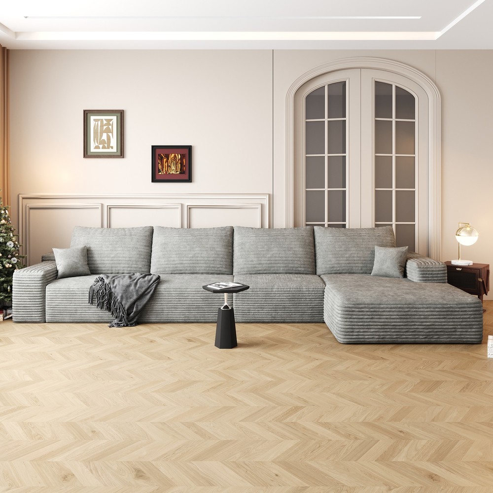 135" Cloud Sectional Couch with L-Shape Chaise,Modern Modular Sofa with Deep S