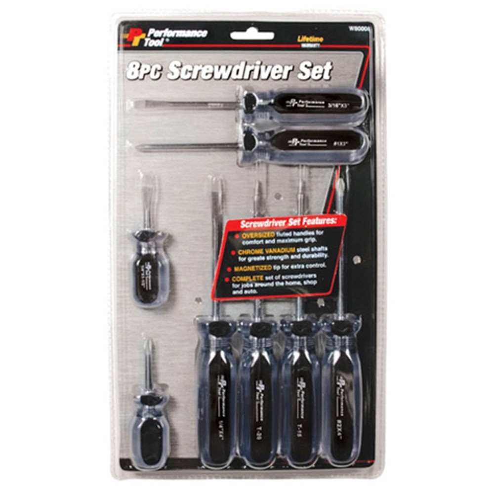 Performance Tool Professional Screwdriver Set - 8-Piece W80008