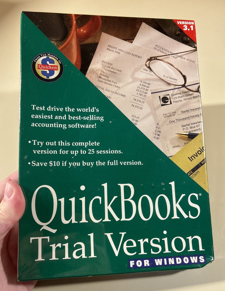 1995 QUICKBOOKS Trail Version For Windows V3.1 NEW Sealed in Box
