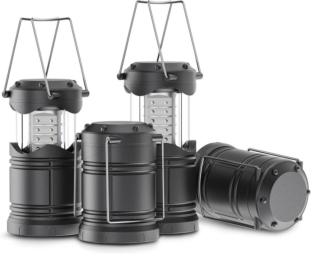 Lichamp 4 Pack LED Camping Lanterns, Battery Powered Lights Gray