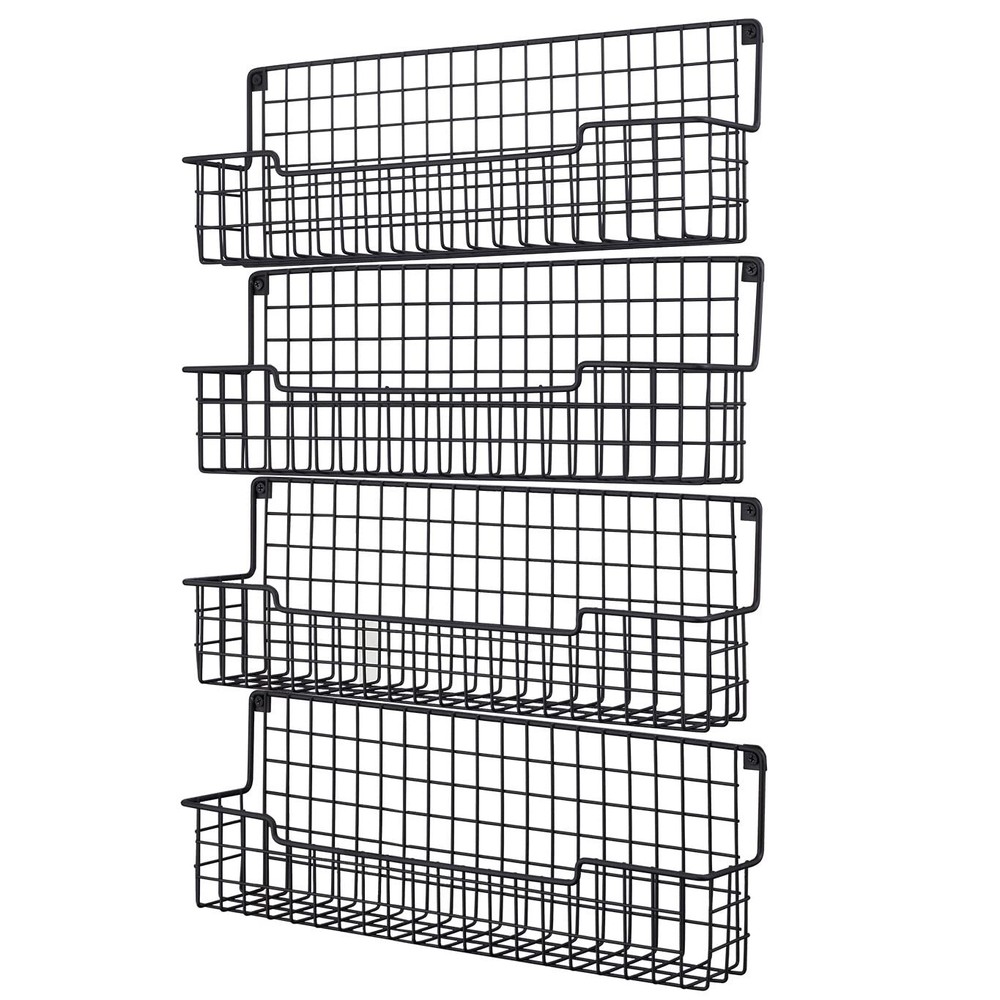 AURIKAR Spice Rack: Wall Mount Organizer Set - Maximize Space in Black, 4 Pack