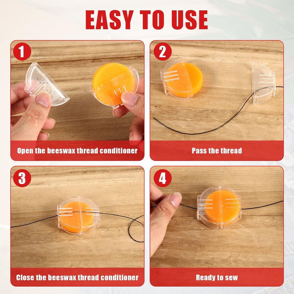 4pcs Beeswax Thread Conditioner, Thread Wax for Sewing with Plastic Box Threa...