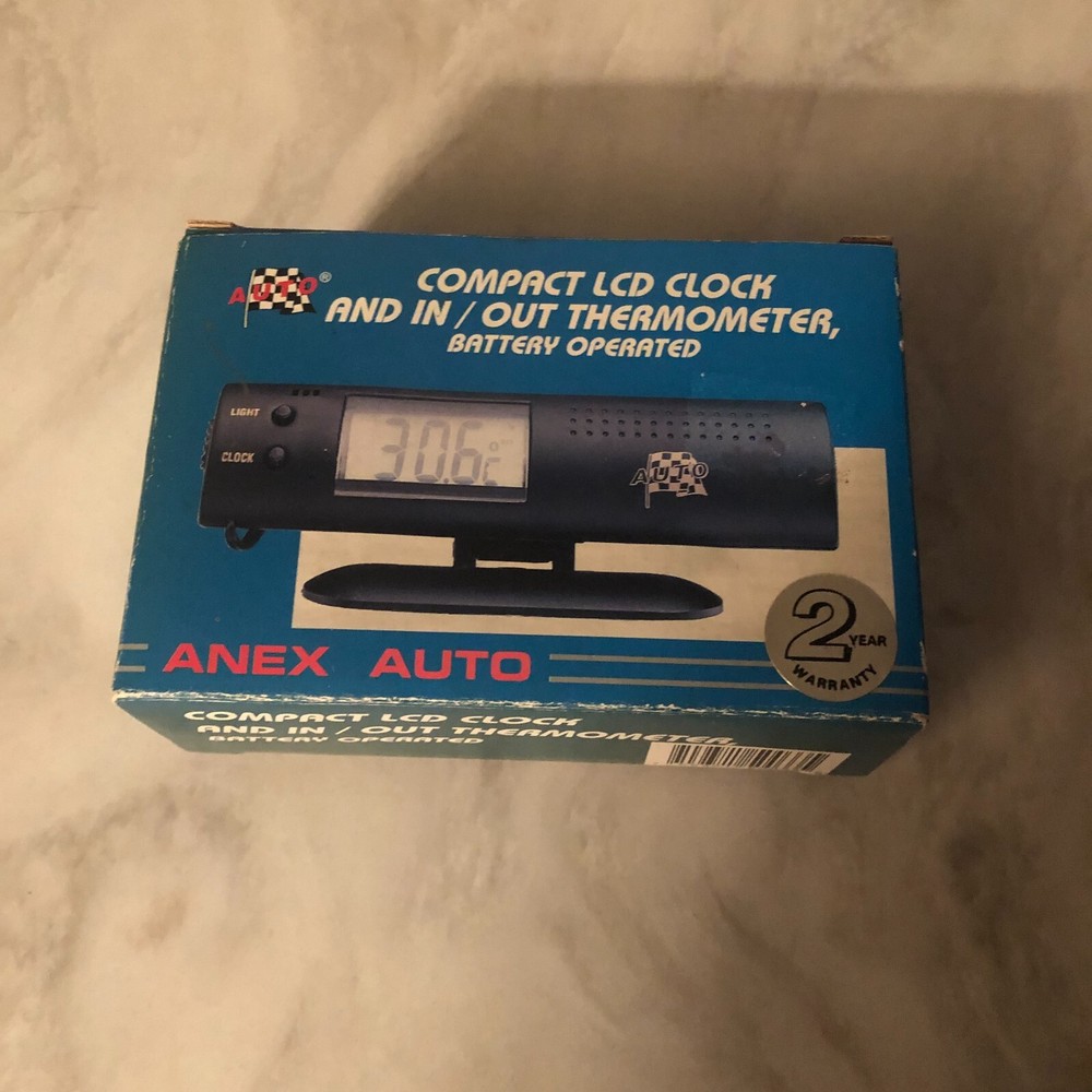 Anex Auto Compact LCD Clock and In/Out Thermometer - READ DESCRIPTION BELOW.