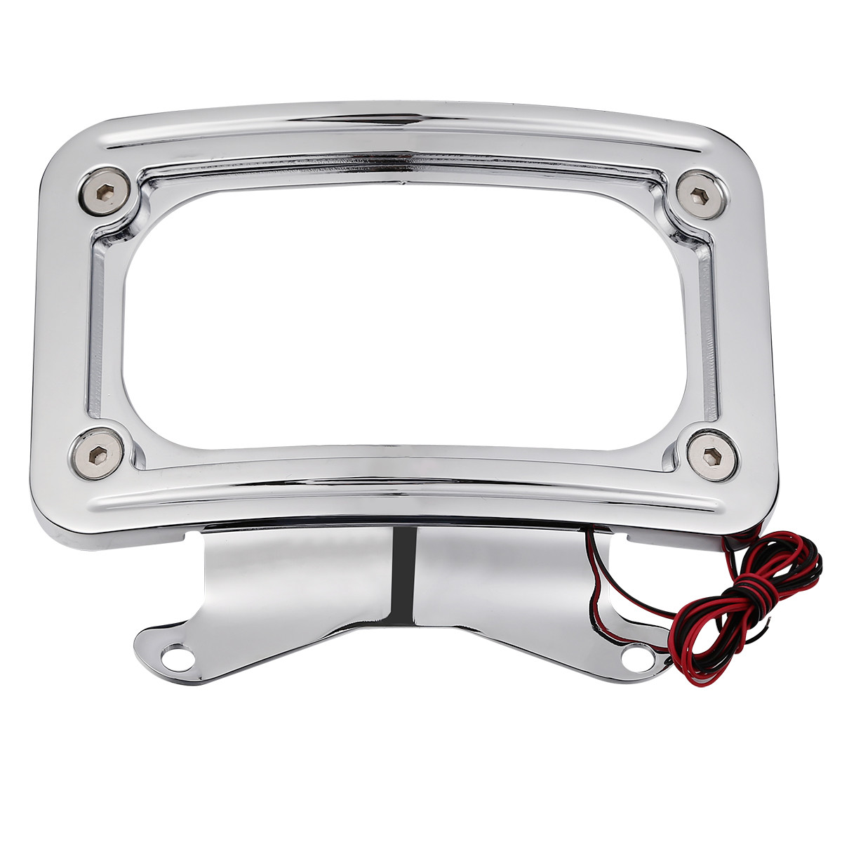 Curved Laydown License Plate Mount Frame Light For Harley Road King Street Glide