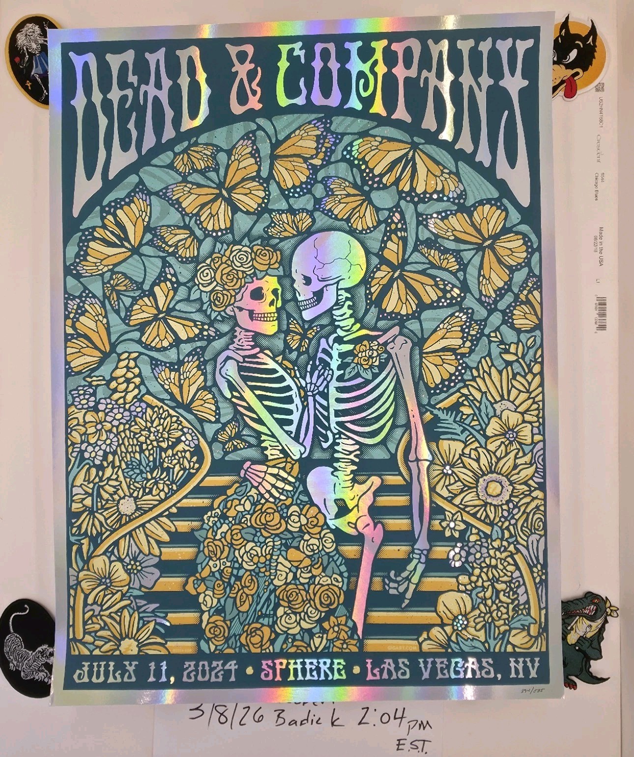 Dead And Company Sphere 7/11/24 Lava Foil Poster Las Vegas Grateful Gregg Gordon