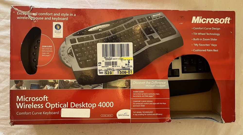 Microsoft Advanced Ergonomic Wireless Laser Desktop 4000 Keyboard  Mouse G2U