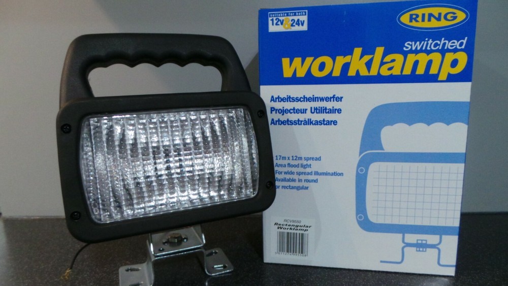 RING SWITCHED WORKLAMP 12/24 VOLT RCV9550 RECTANGULAR HALOGEN BRIGHT/LONG BEAM