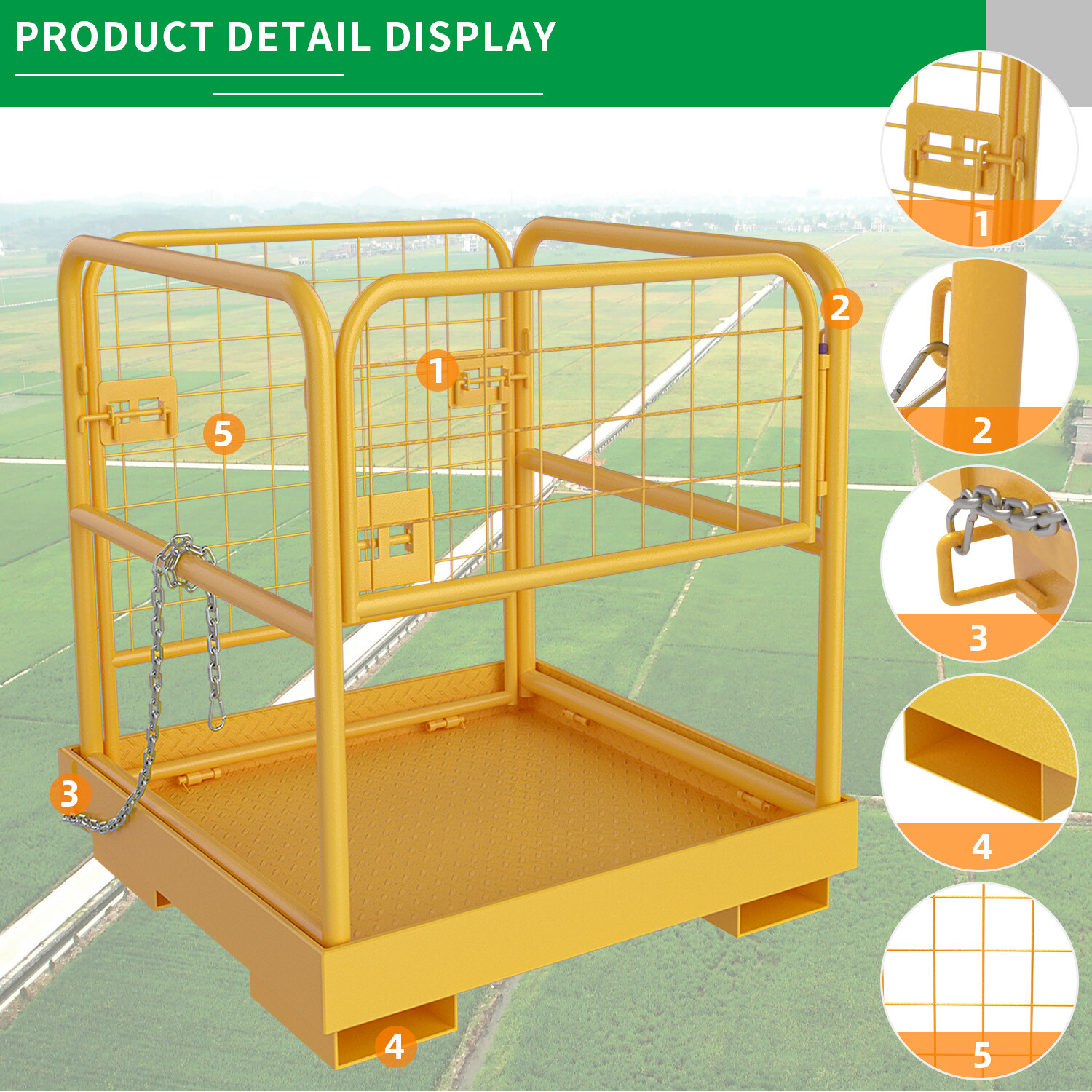 Forklift Safety Cage Work Platform 36" x 36" Construction Basket Aerial 1150 LBS
