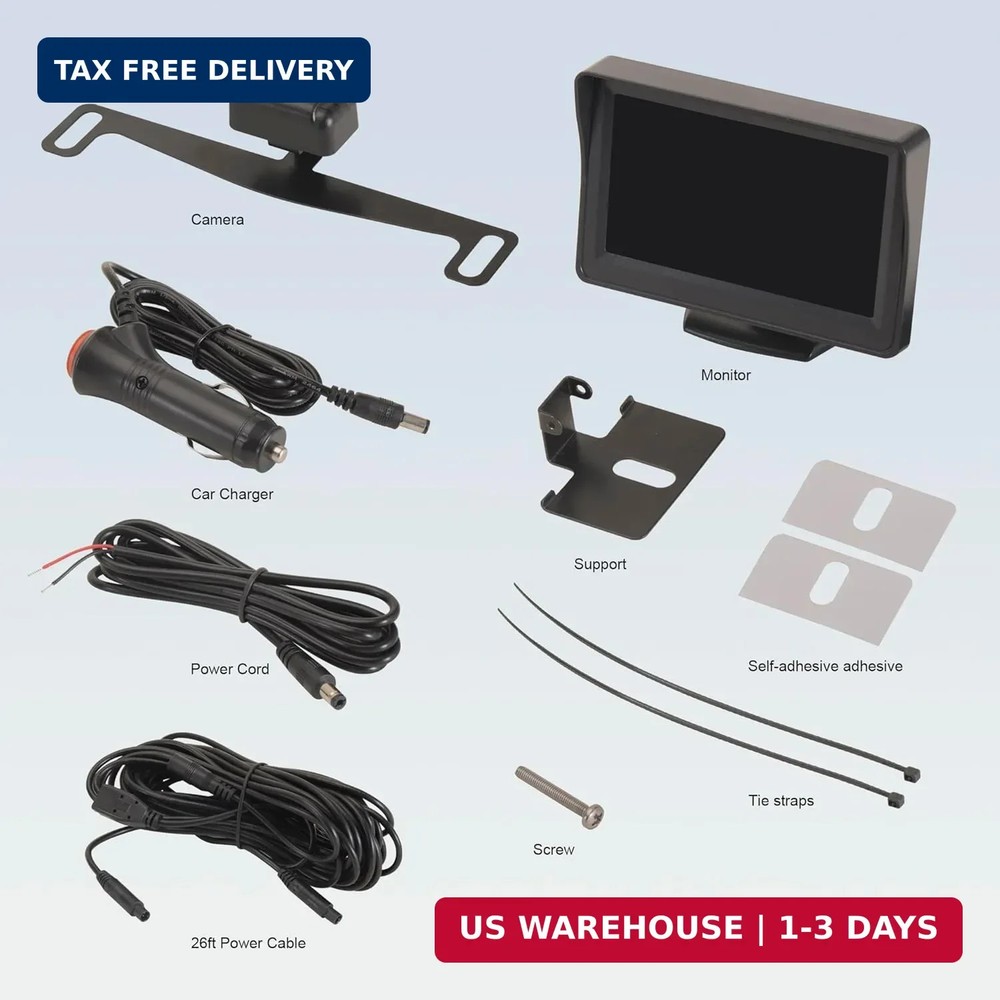 YIMU Backup Camera System with License Plate Backup Reverse Camera, Easy Install