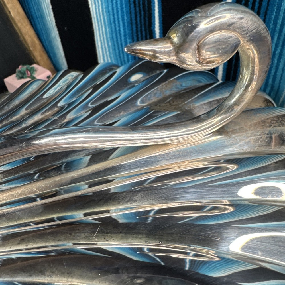 Leonard Silverplate Swan Clam Shell Hinged Server Figural Handle VTG