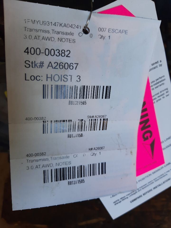 Automatic Transmission AWD VIN 1 C4DE 3.0L Fits 07-08 ESCAPE 1311505