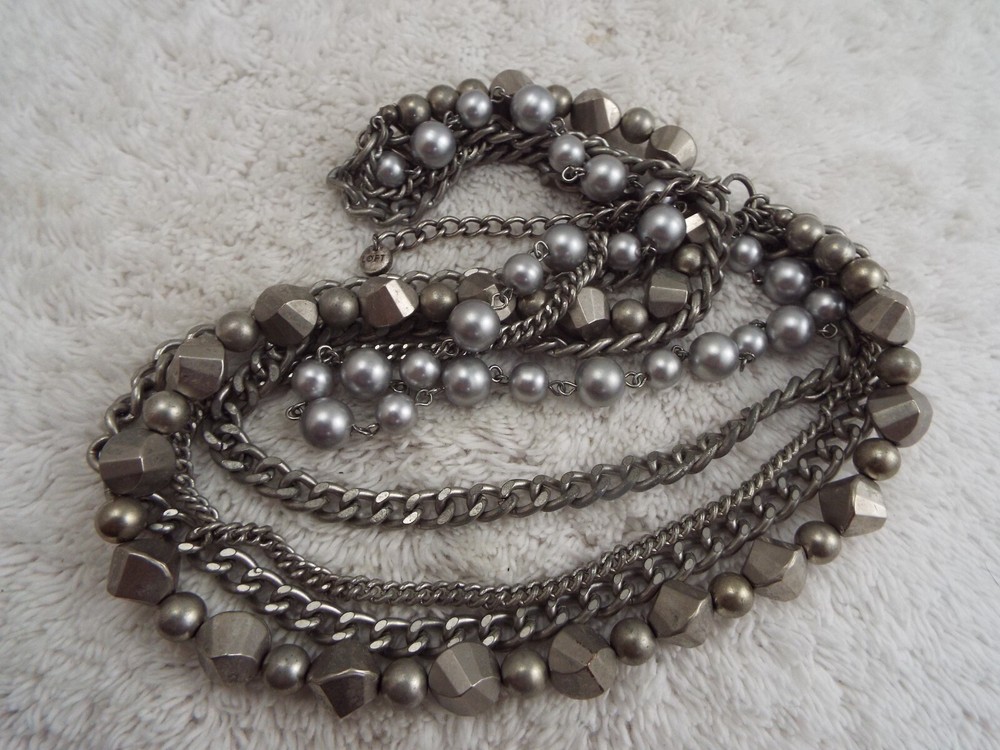 LOFT Gray Bead Chain Necklace