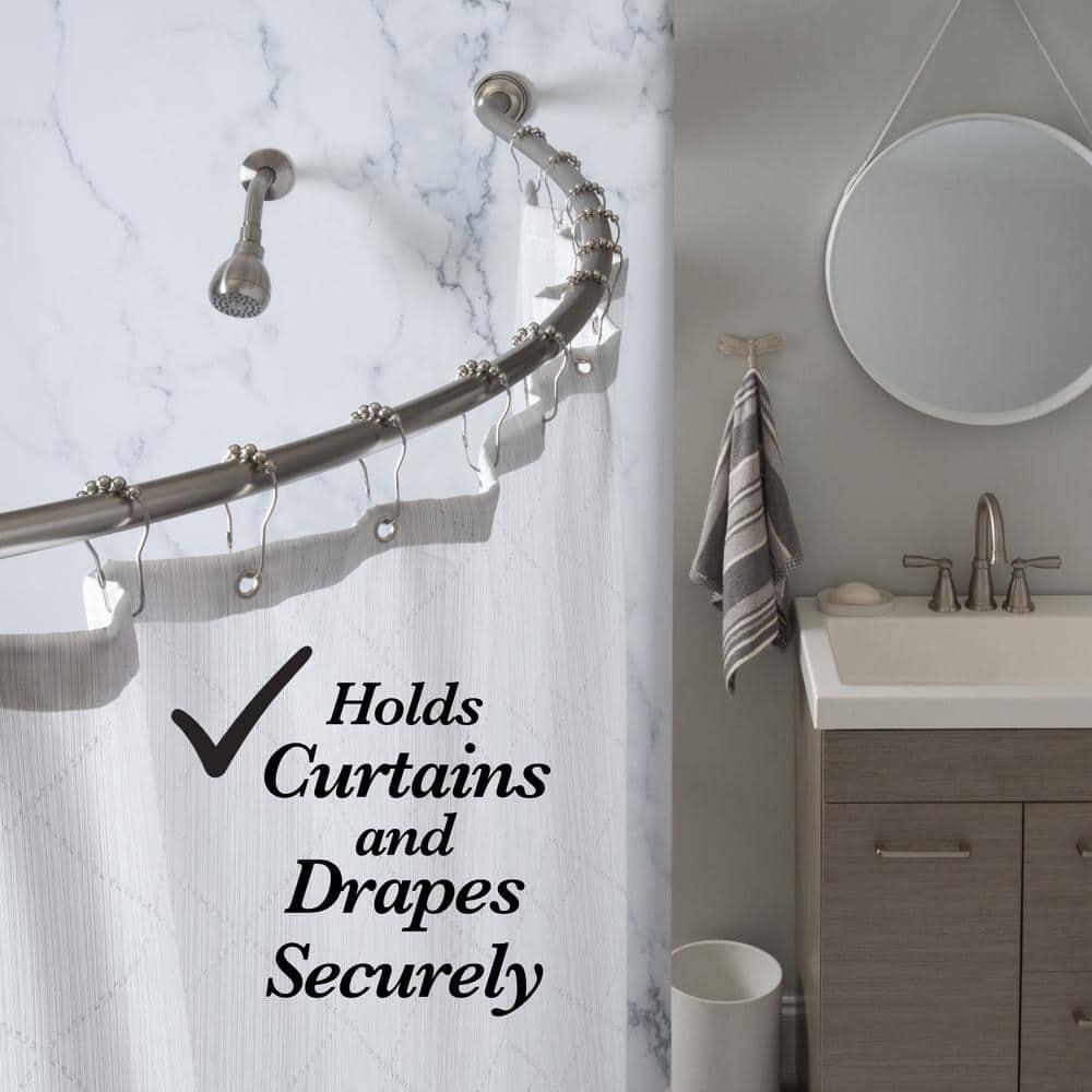 Curved Wall Mounted Shower Curtain Rod in Satin Nickel Adjustable 44 in to 72 in